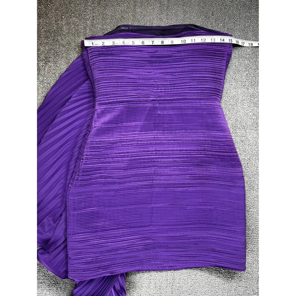 AMUR Dress Womens 4 Purple Kayleigh Mini Strapless Pleated‎ Side Ruffle